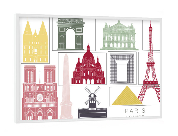 Poster mit weißem Rahmen "Paris skyline burgundy" artboxONE - Städte,Architektur,Städte / Paris