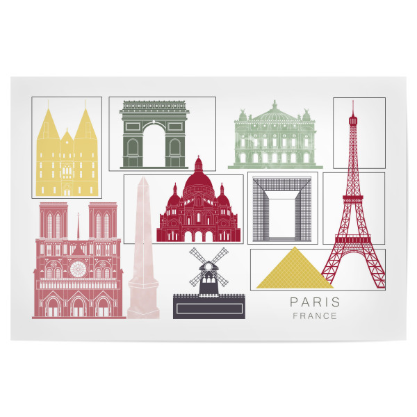 Poster 30x20 cm "Paris skyline burgundy" artboxONE - Städte,Architektur,Städte / Paris
