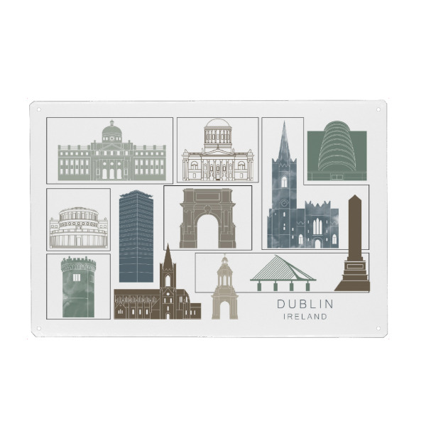 Holzbild "Dublin skyline, navy" artboxONE - Städte,Reise,Architektur,Kartografie