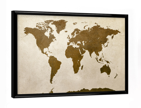 Poster mit schwarzem Rahmen "World Map Brown Beige" artboxONE - Reise,Reise / Länder,Kartografie
