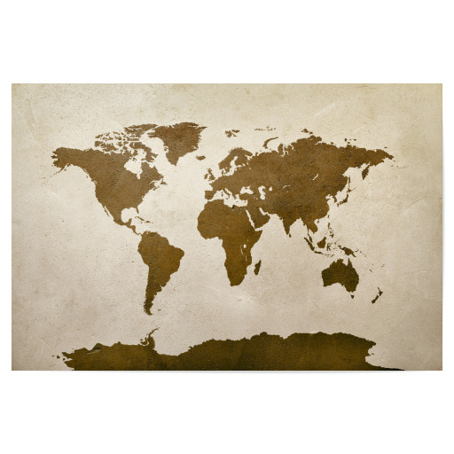World Map Brown Beige