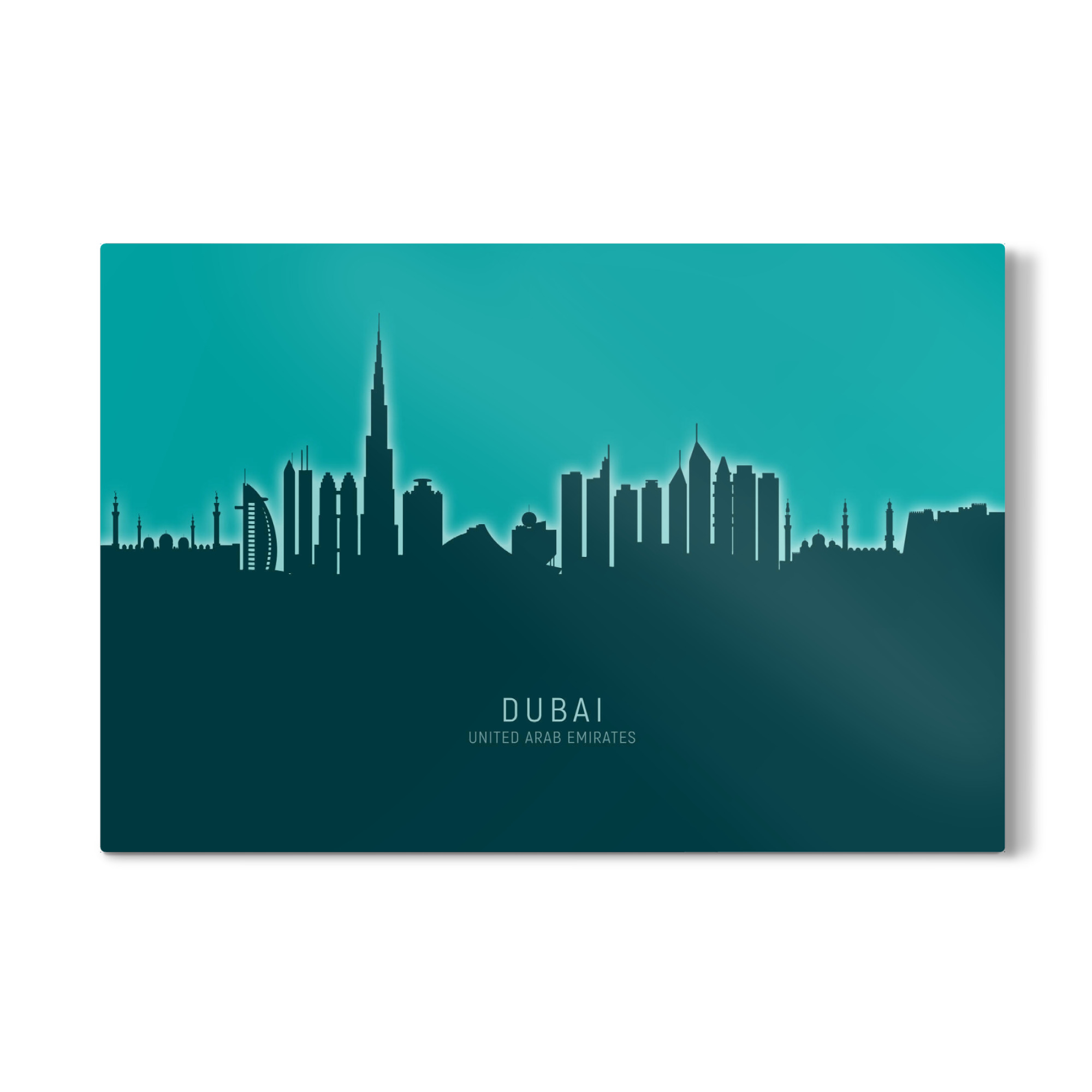Galerie-Print "Dubai Skyline Glow Teal" 75x50 cm artboxONE