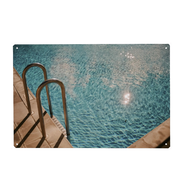 Metall Poster "Vibrant Pool" artboxONE - Architektur,Geometrie,Unterwasser,Sport