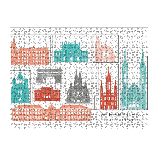 artboxONE Puzzle "Wiesbaden skyline coral" artboxONE - Städte,Reise,Architektur,Kartografie