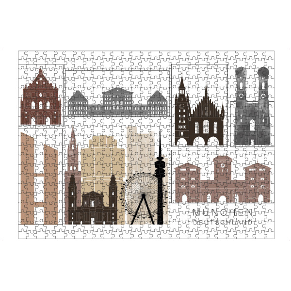 artboxONE Puzzle "Munich skyline, black & brown" artboxONE - Städte,Städte / München,Reise,Architektur,Kartografie