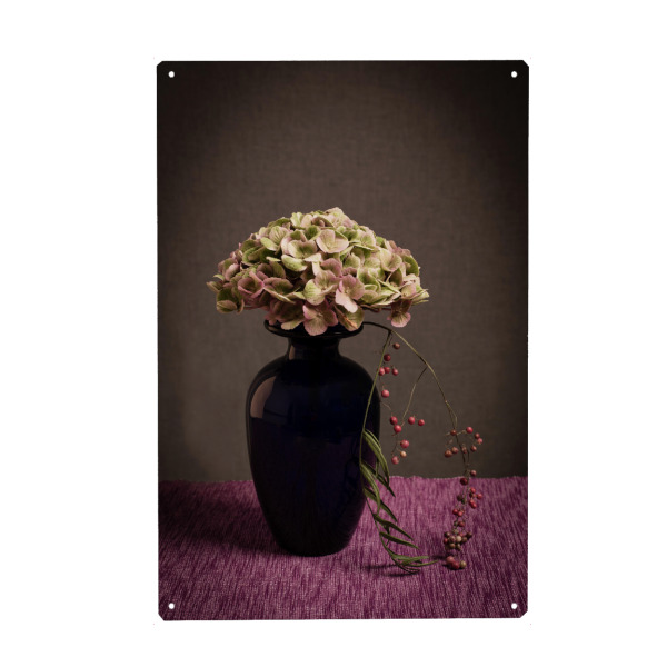 Metall Poster "Hortensie in Vase" artboxONE - Natur,Floral