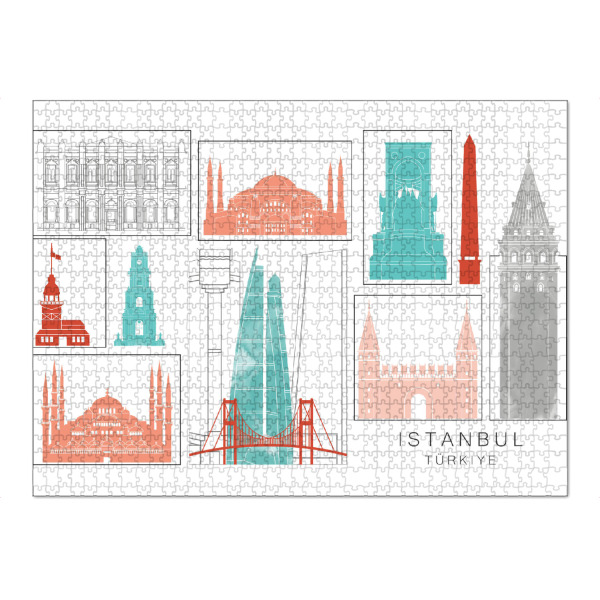 Puzzle Ravensburger "Istanbul skyline coral" artboxONE - Städte,Reise,Architektur,Städte / Istanbul,Kartografie