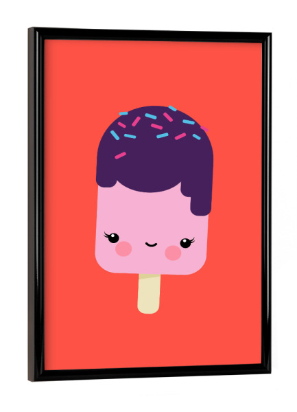 Poster mit schwarzem Rahmen "Kawaii-Illustration Eis am Stiel" artboxONE - Für Kinder,Essen & Trinken,Lustig