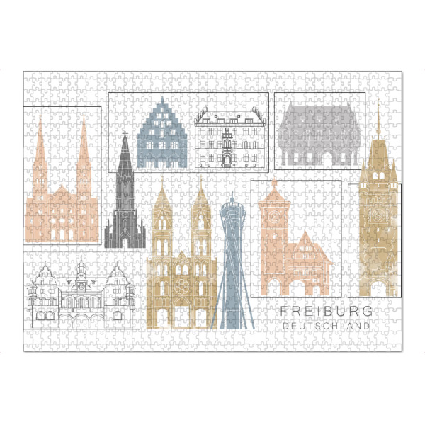 Puzzle Ravensburger "Freiburg skyline earth" artboxONE - Städte,Reise,Architektur,Kartografie