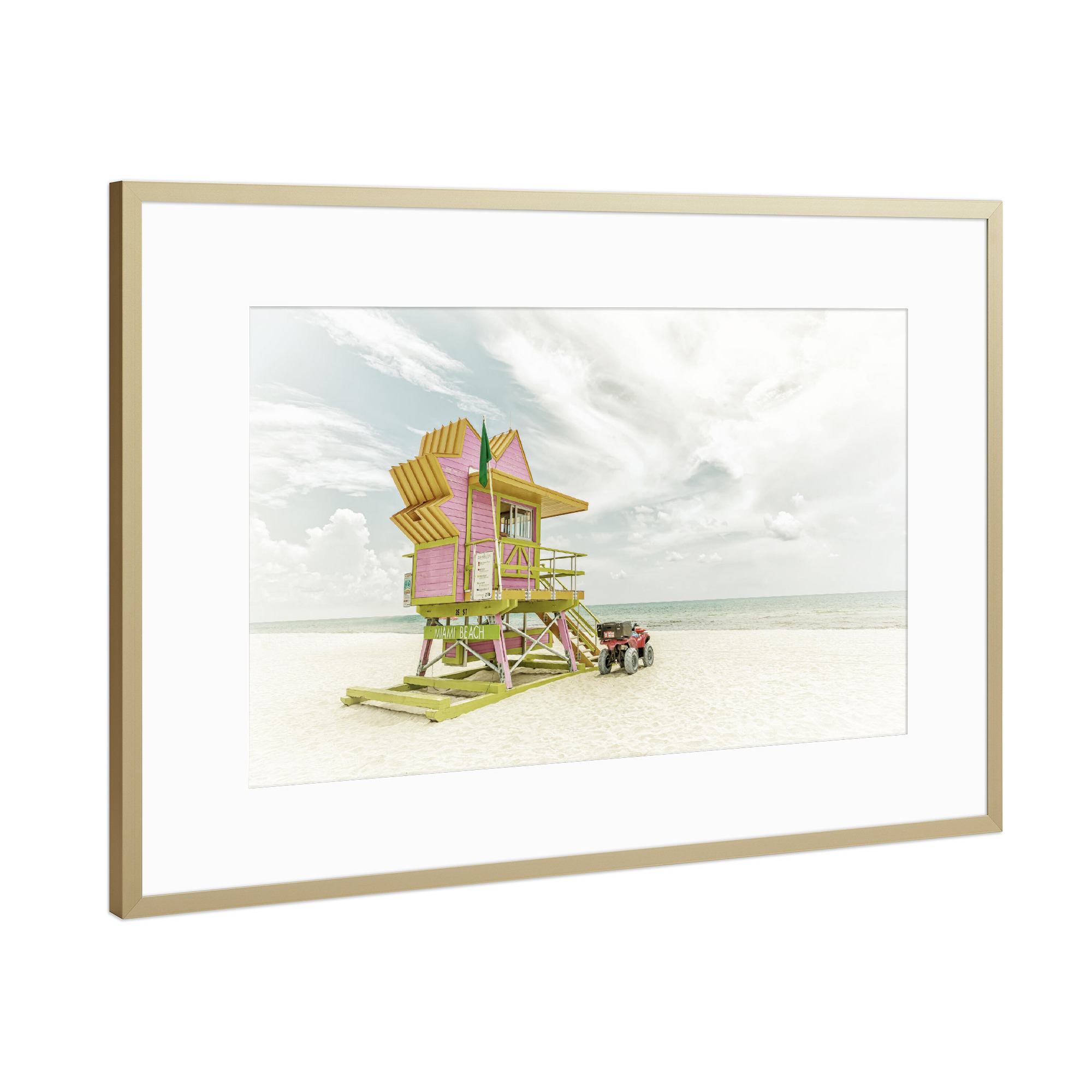 Poster mit Rahmen Gold "Vintage Miami Beach" artboxONE - Natur,Reise / Strand und Meer