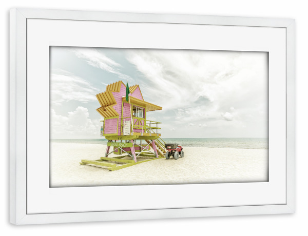 Poster mit Rahmen weiß "Vintage Miami Beach" artboxONE - Natur,Reise / Strand und Meer
