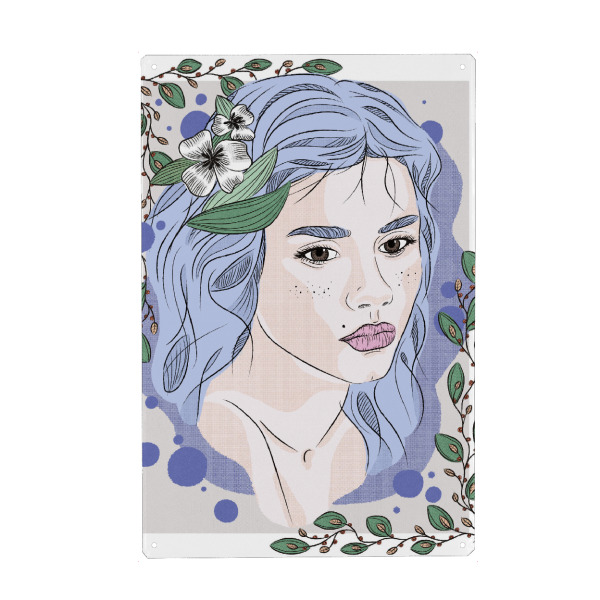 Holzbild "Emanuelle Karter" artboxONE - Menschen,Fashion - Woman,Retro,Vintage,Flower,Plant,Pattern,Portrait,Female,Frau,Nature,Leaves,Blätter