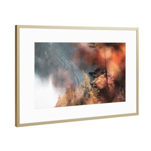 Poster mit Rahmen Gold "Herbstschimmer" artboxONE - Natur