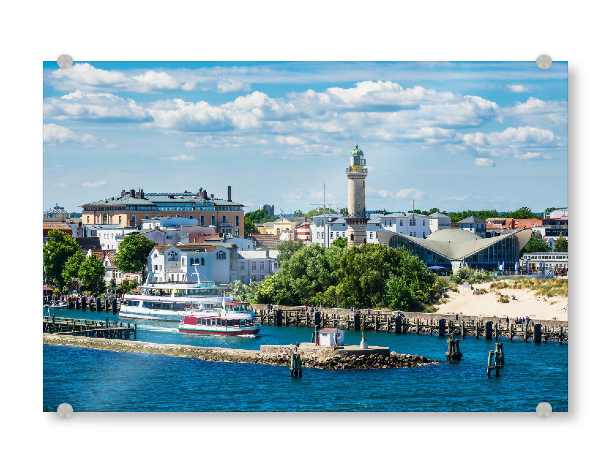 Acrylglasbild "Leuchtturm in Warnemünde" artboxONE - Reise,Architektur,Reise / Strand und Meer