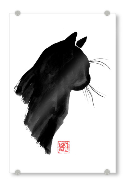 Acrylglasbild "Black cat profile" artboxONE - Tiere - Cat,Neko,Sumie,Japan,Tier,Animal,Malerei,Abstract,Abstrakt