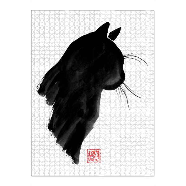 Puzzle Ravensburger "Black cat profile" artboxONE - Tiere - Cat,Neko,Sumie,Japan,Tier,Animal,Malerei,Abstract,Abstrakt - Bild cat