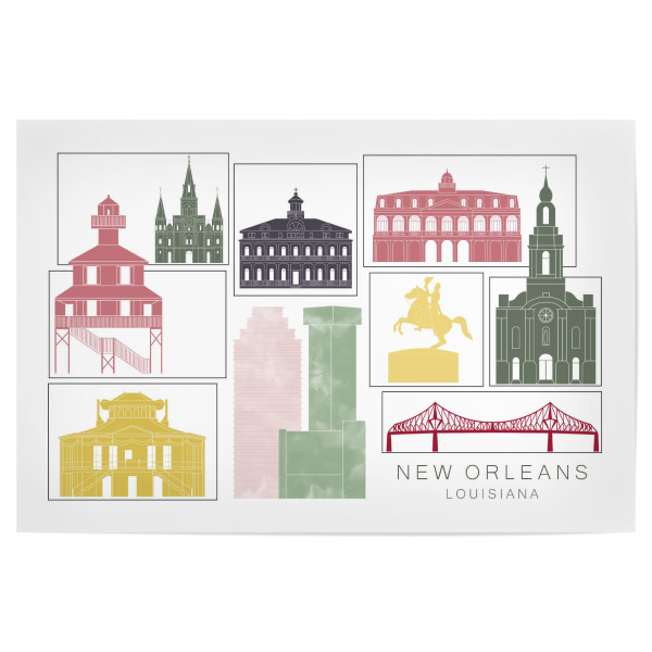 Poster 30x20 cm "New Orleans skyline burgundy" artboxONE - Städte,Reise,Architektur,Kartografie
