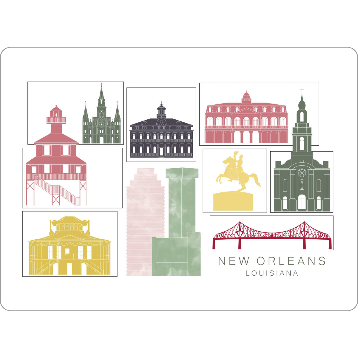Tischset "New Orleans skyline burgundy" artboxONE - Städte,Reise,Architektur,Kartografie