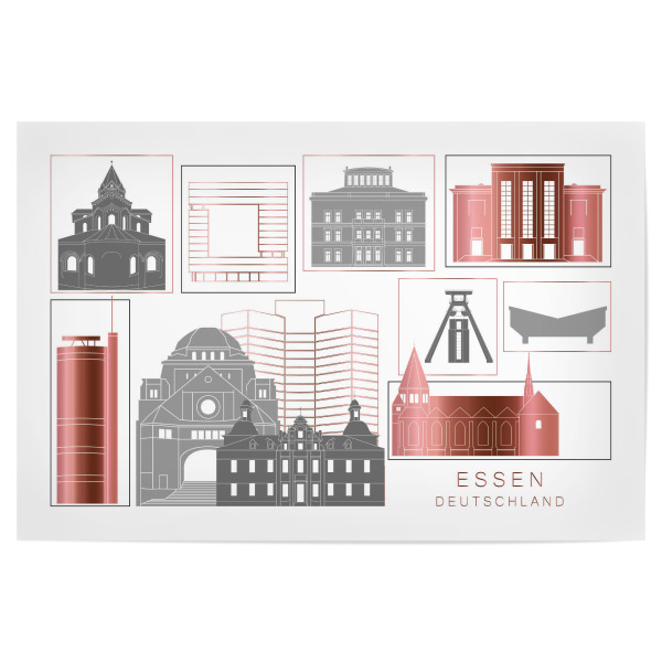 Poster 30x20 cm "Essen skyline rosegold" artboxONE - Städte,Reise,Architektur,Kartografie