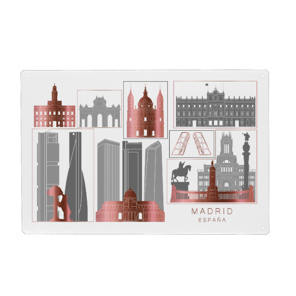 Metall Poster "Madrid skyline rosegold" artboxONE - Städte,Reise,Architektur,Kartografie