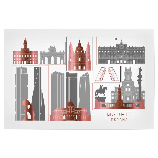 Poster 30x20 cm "Madrid skyline rosegold" artboxONE - Städte,Reise,Architektur,Kartografie
