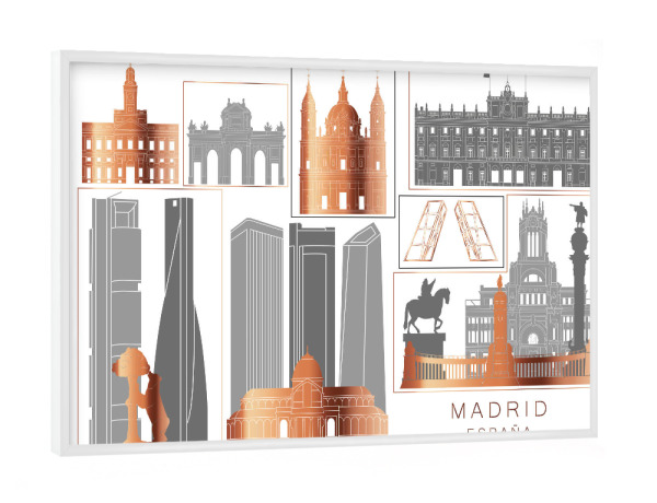 Poster mit weißem Rahmen "Madrid skyline copper" artboxONE - Städte,Reise,Architektur,Kartografie