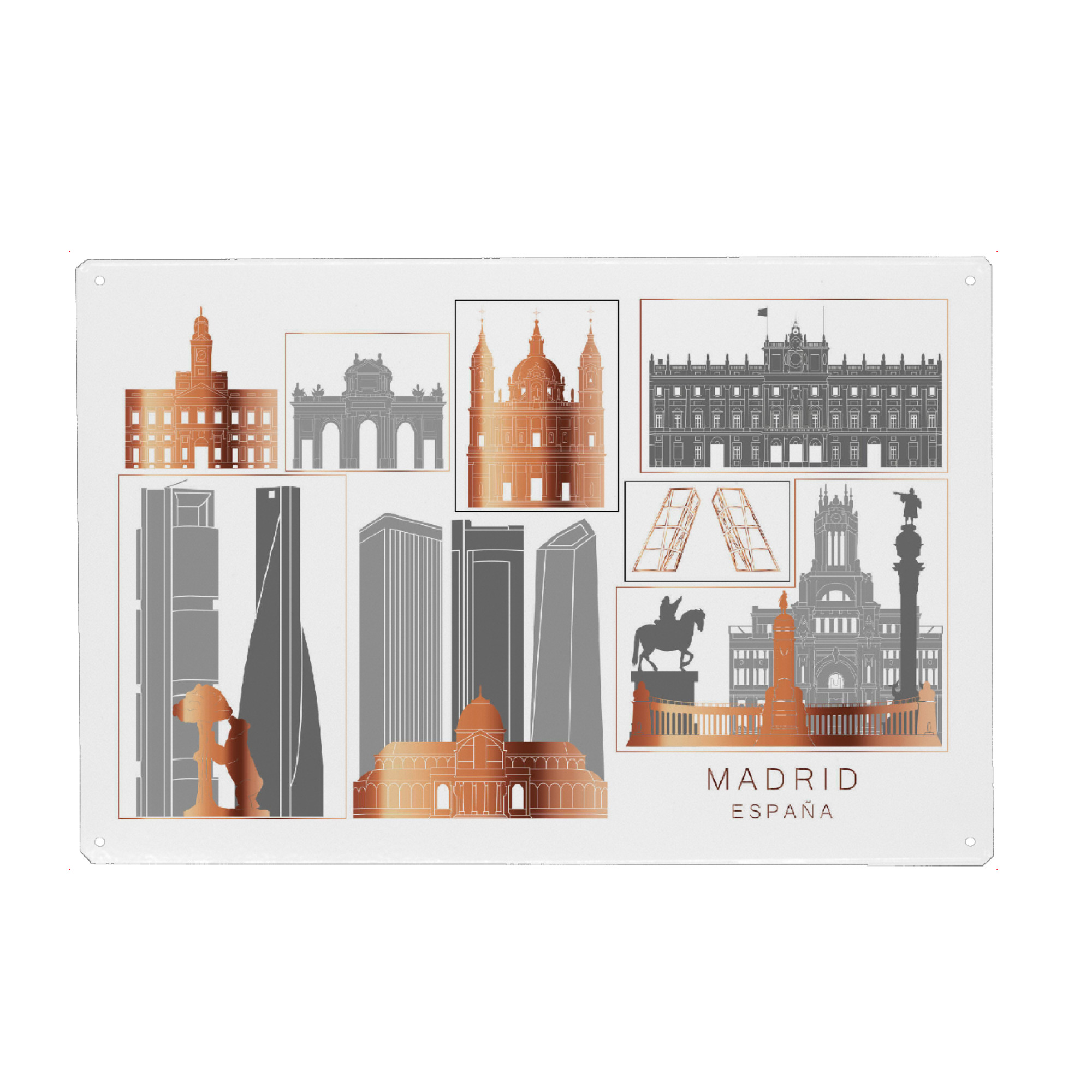 Metall Poster "Madrid skyline copper" artboxONE - Städte,Reise,Architektur,Kartografie
