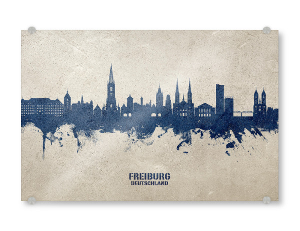Acrylglasbild "Freiburg Germany Skyline PaintBlue" artboxONE - Städte