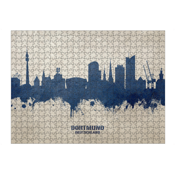 Puzzle Ravensburger "Dortmund Germany Skyline PaintBlue" artboxONE - Städte