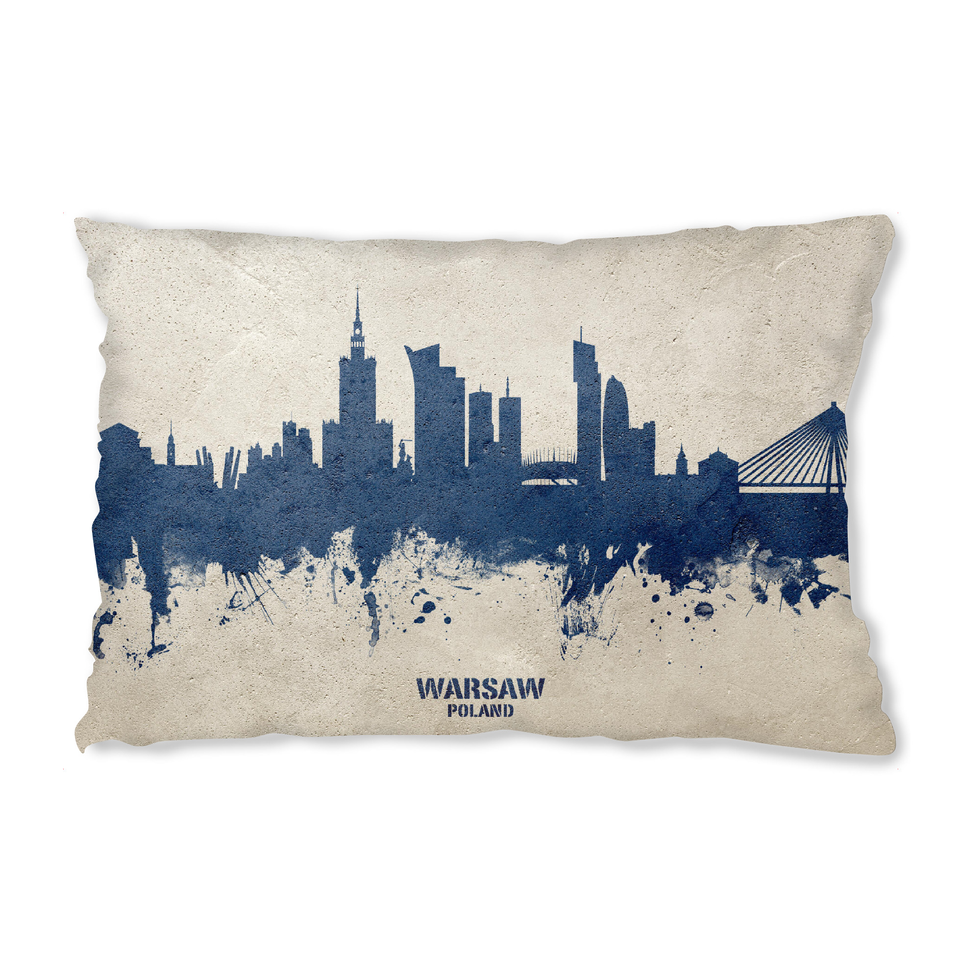 Design-Kissen "Warsaw Poland Skyline PaintBlue" artboxONE - Städte