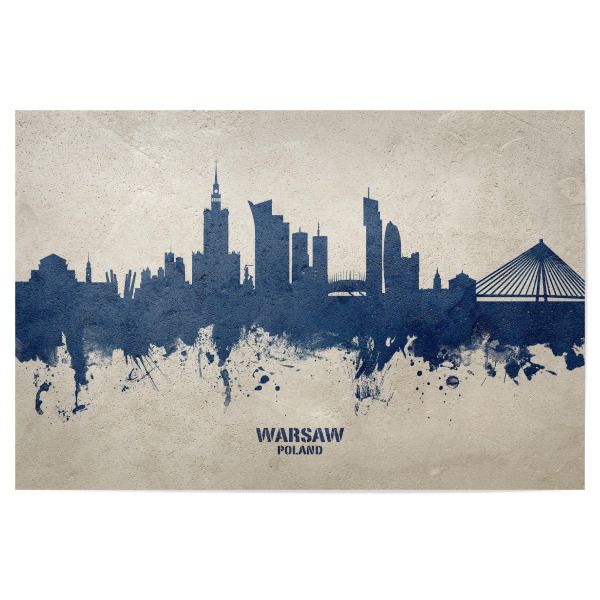 Poster 30x20 cm "Warsaw Poland Skyline PaintBlue" artboxONE - Städte