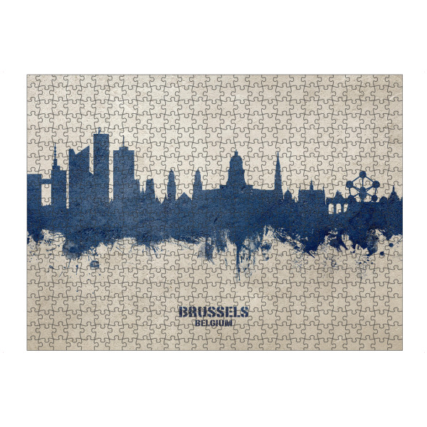 artboxONE Puzzle "Brussels Belgium Skyline PaintBlue" artboxONE - Städte