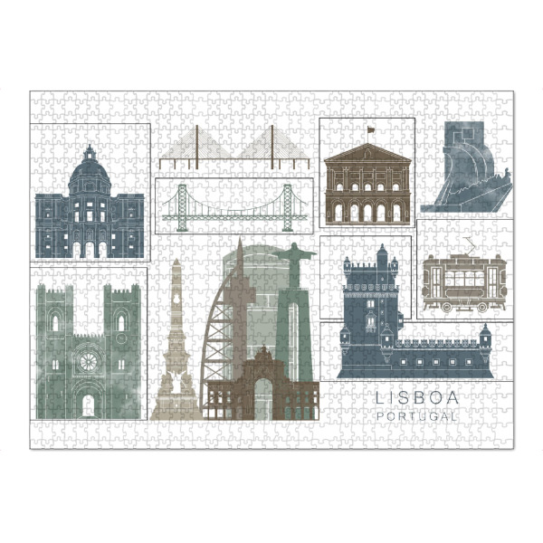 Puzzle Ravensburger "Lisbon skyline navy" artboxONE - Städte,Reise,Architektur,Kartografie
