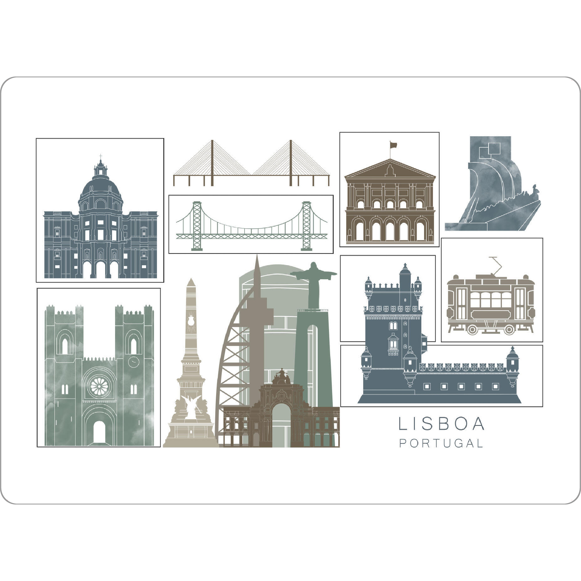 Tischset "Lisbon skyline navy" artboxONE - Städte,Reise,Architektur,Kartografie