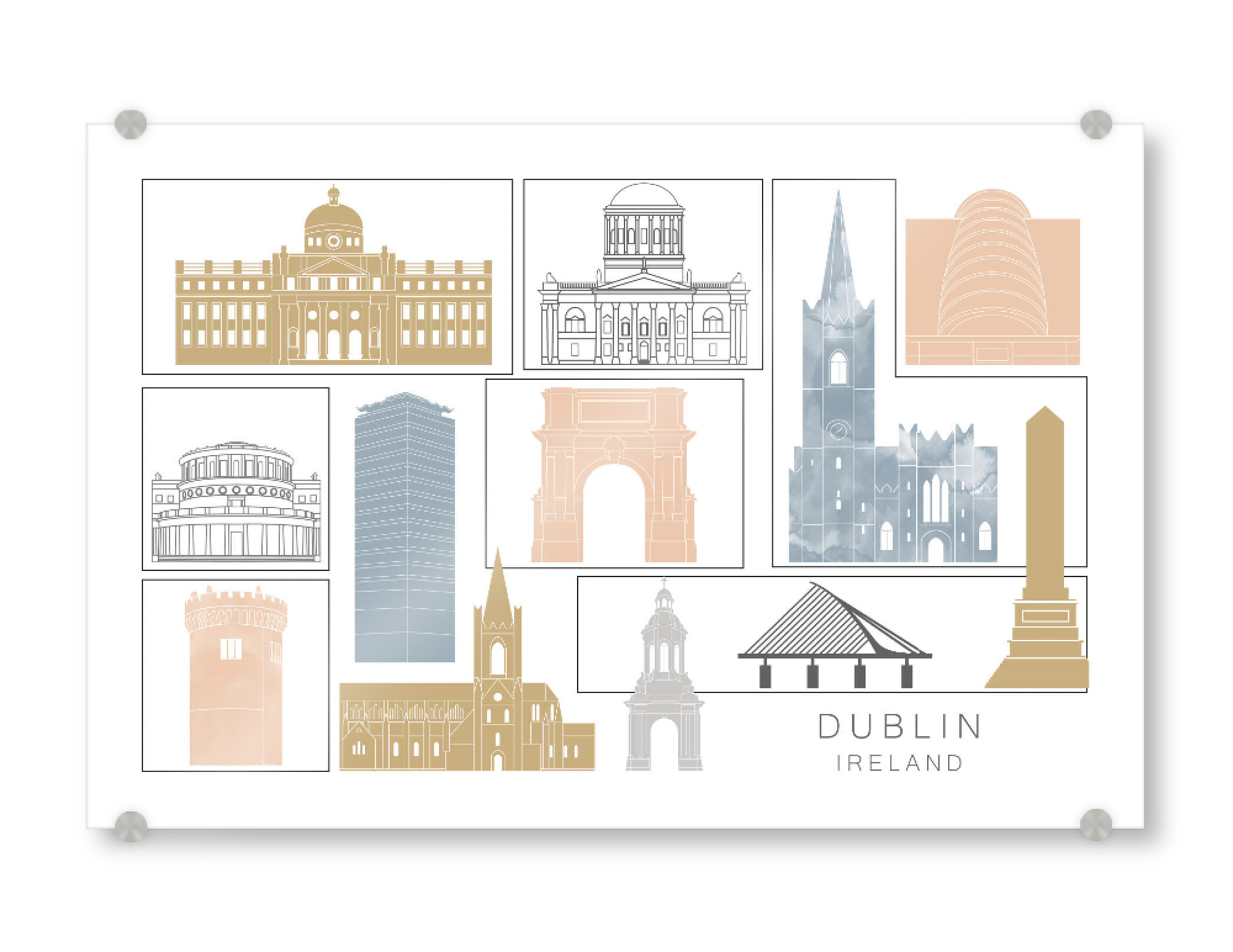 Acrylglasbild "Dublin skyline earth" artboxONE - Städte,Reise,Architektur,Kartografie
