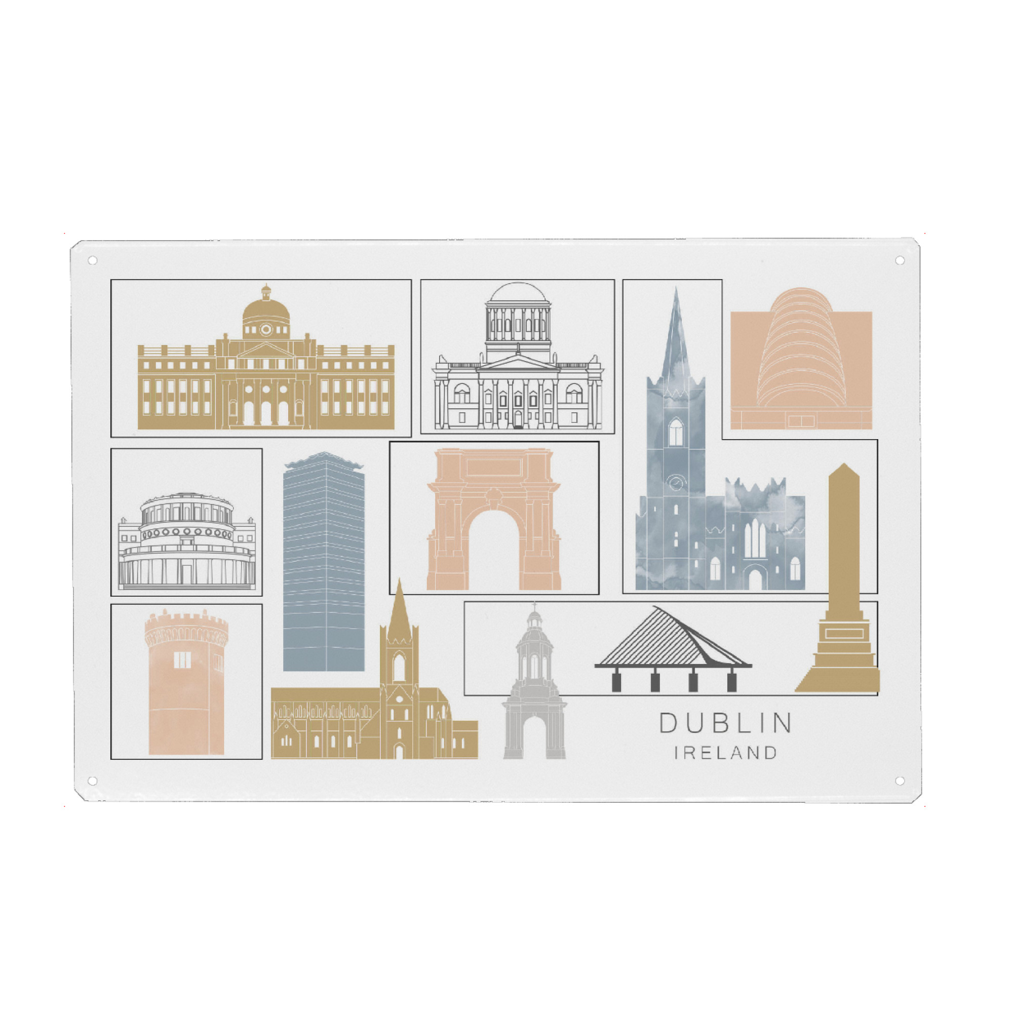 Metall Poster "Dublin skyline earth" artboxONE - Städte,Reise,Architektur,Kartografie