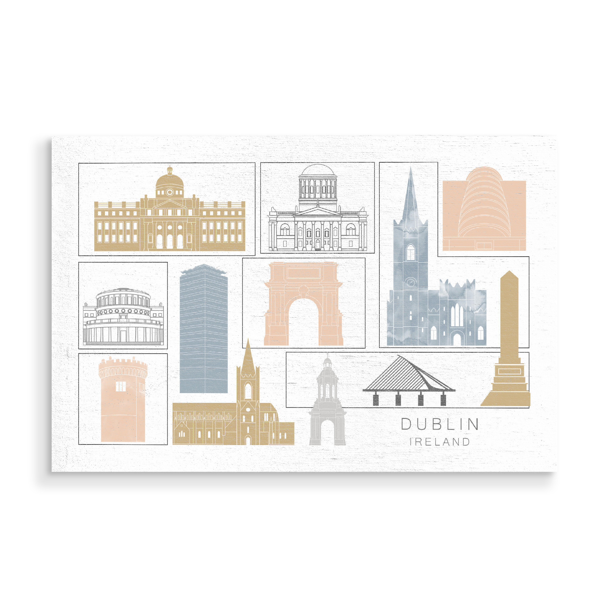 Holzbild "Dublin skyline earth" artboxONE - Städte,Reise,Architektur,Kartografie