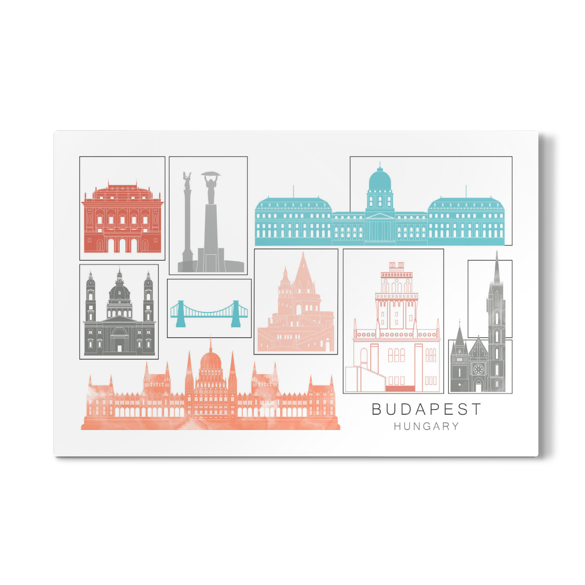 Galerie-Print "Budapest skyline coral" 30x20 cm artboxONE