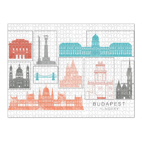 Puzzle Ravensburger "Budapest skyline coral" artboxONE - Städte,Reise,Architektur,Städte / Budapest,Kartografie
