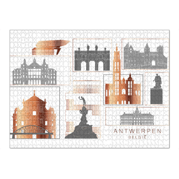 Puzzle Ravensburger "Antwerp skyline copper" artboxONE - Städte,Reise,Architektur,Kartografie