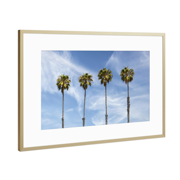Poster mit Rahmen Gold "Urlaubsstimmung mit Palmen" artboxONE - Natur,Reise,Reise / Länder