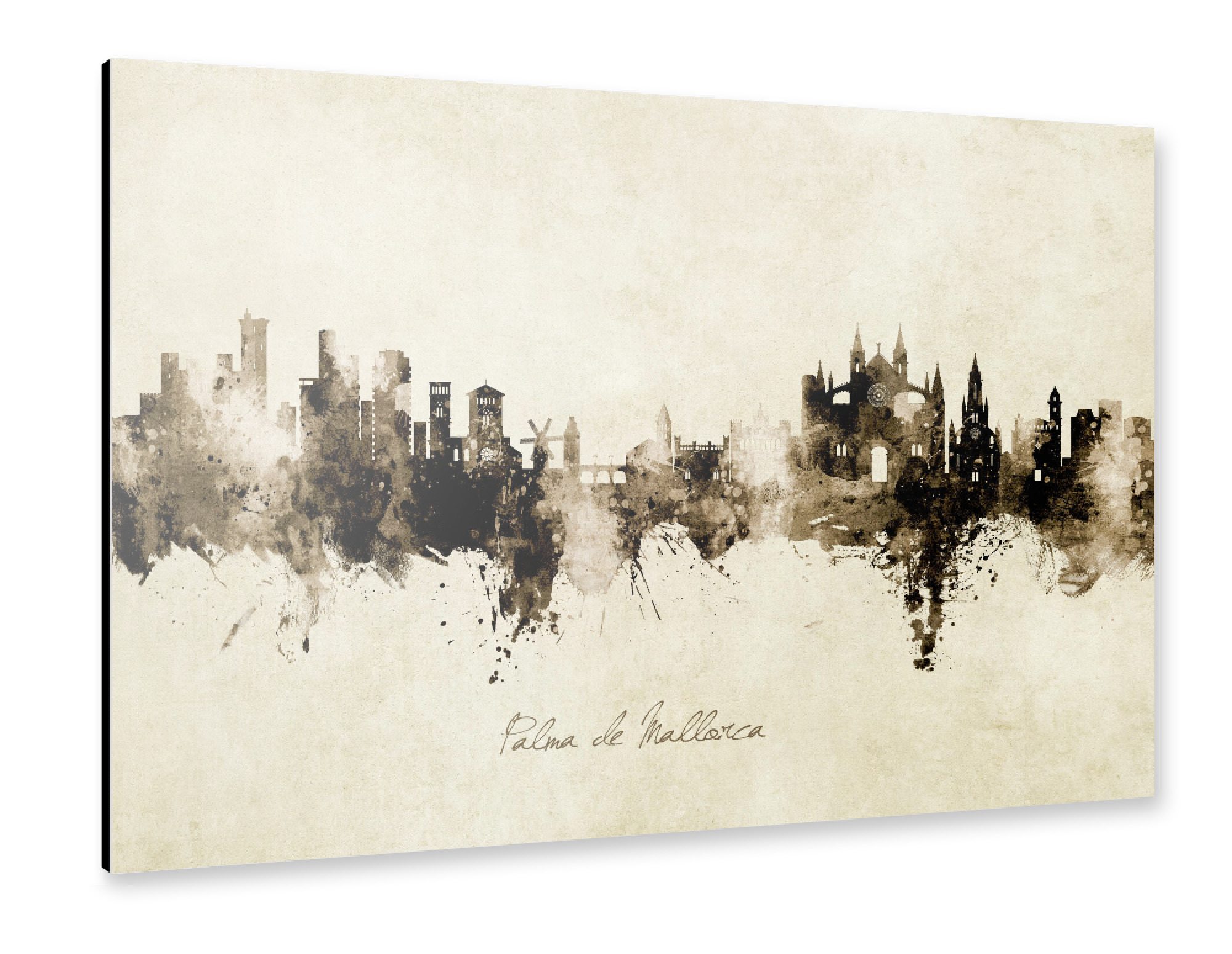 Alu-Dibond "Palma de Mallorca Skyline Sepia" 30x20 cm artboxONE