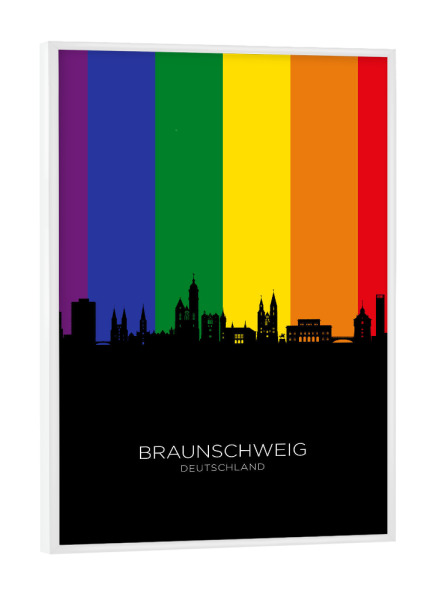 Poster mit weißem Rahmen "Braunschweig Germany Skyline Pride" artboxONE - Städte