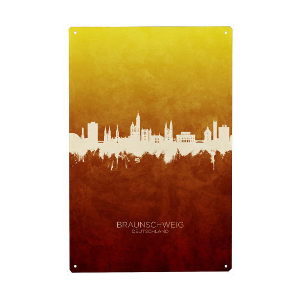 Holzbild "Braunschweig Skyline RedYellow" artboxONE - Städte