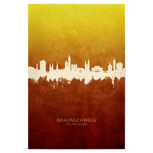 Poster 30x20 cm "Braunschweig Skyline RedYellow" artboxONE - Städte