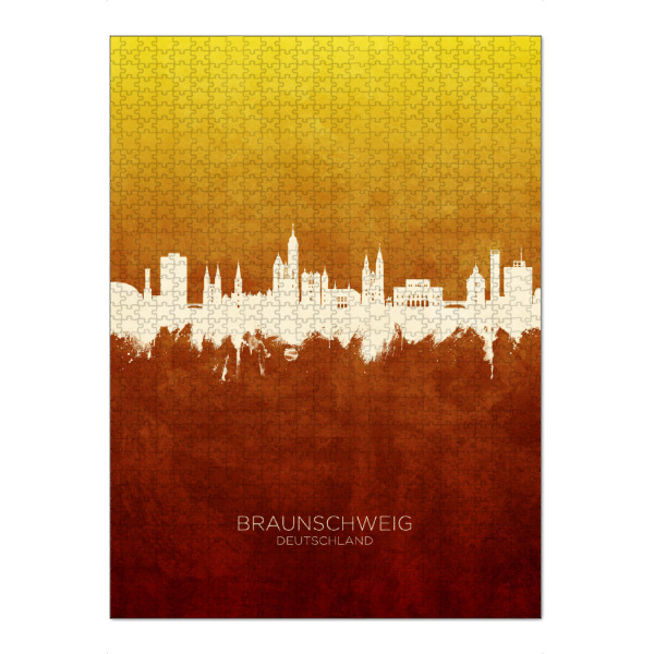 Puzzle Ravensburger "Braunschweig Skyline RedYellow" artboxONE - Städte