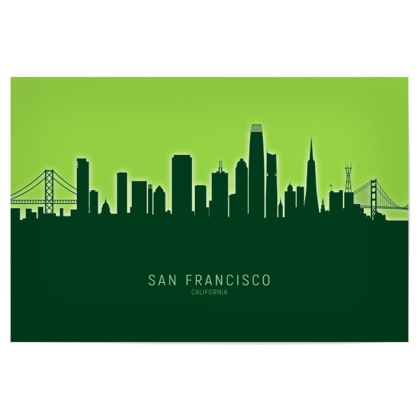 Poster "San Francisco Skyline Glow Green" artboxONE - Städte,Städte / San Francisco