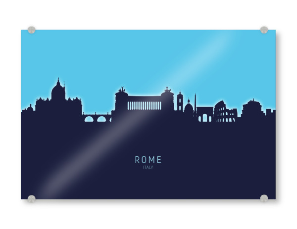 Acrylglasbild "Rome Italy Skyline Glow Blue" artboxONE - Städte,Städte / Rom