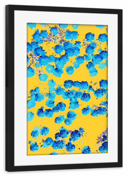 Poster mit Rahmen schwarz "Bananans and Blue" artboxONE - Floral,Abstrakt