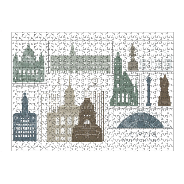 Puzzle Ravensburger "Leipzig skyline, navy" artboxONE - Städte,Reise,Architektur,Kartografie